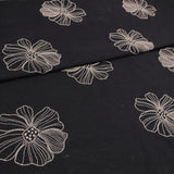 Barbara Embroidery Viscose Linen Dressmaking Fabric - Gold Flowers