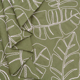 Barbara Embroidery Viscose Linen Dressmaking Fabric - Olive Leaves