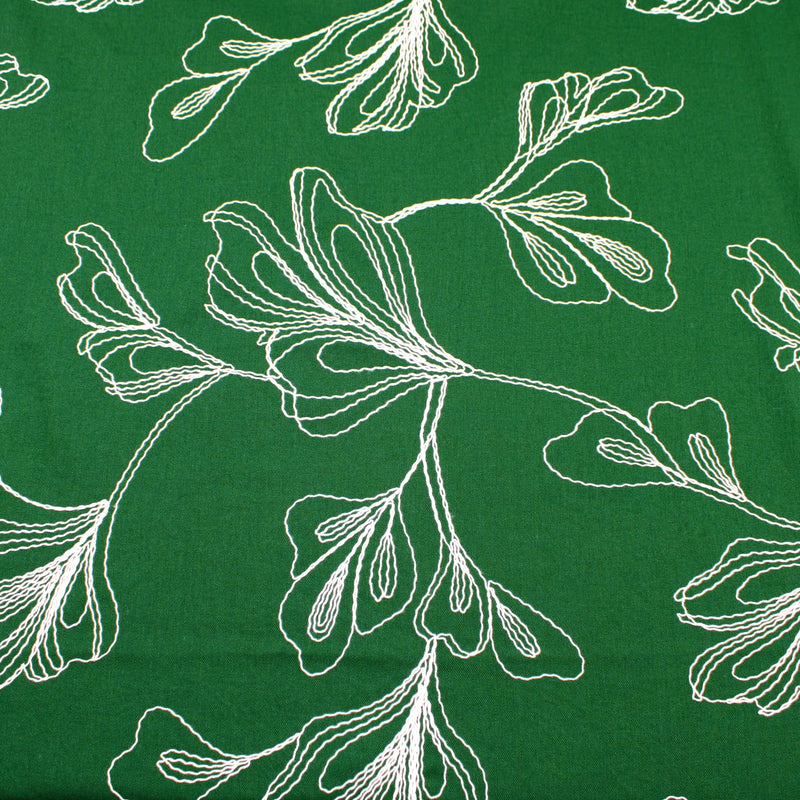 Emerald Embroidery Leaves