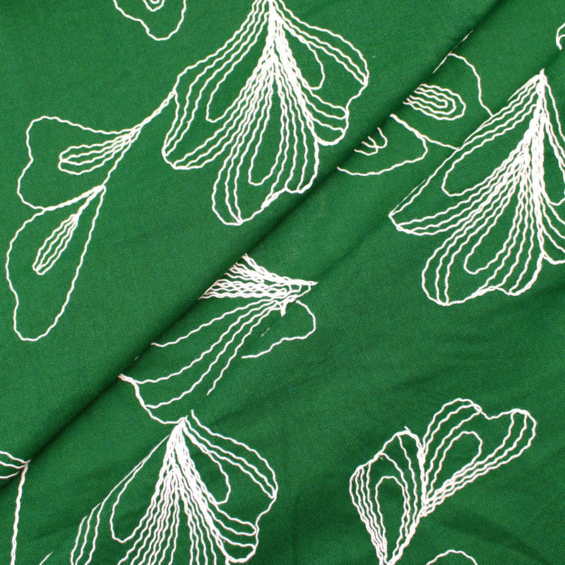 Emerald Embroidery Leaves