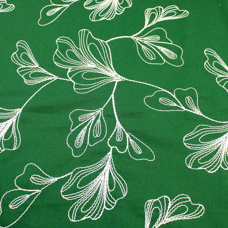 Emerald Embroidery Leaves