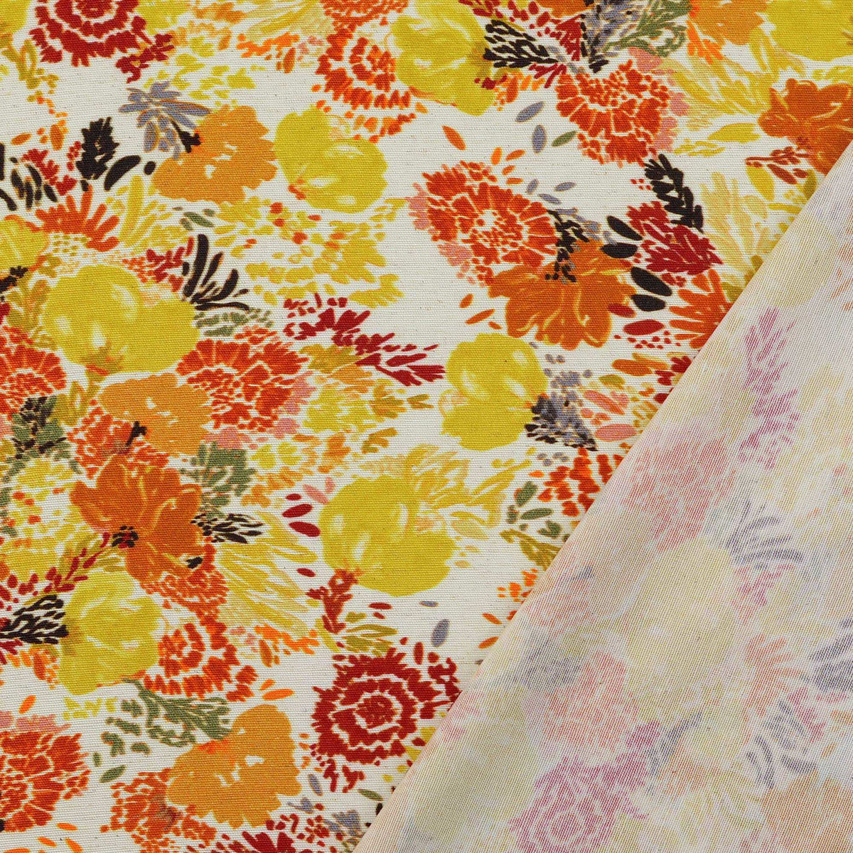Barbara Viscose Linen Dressmaking Fabric - Mellow Yellow Florals