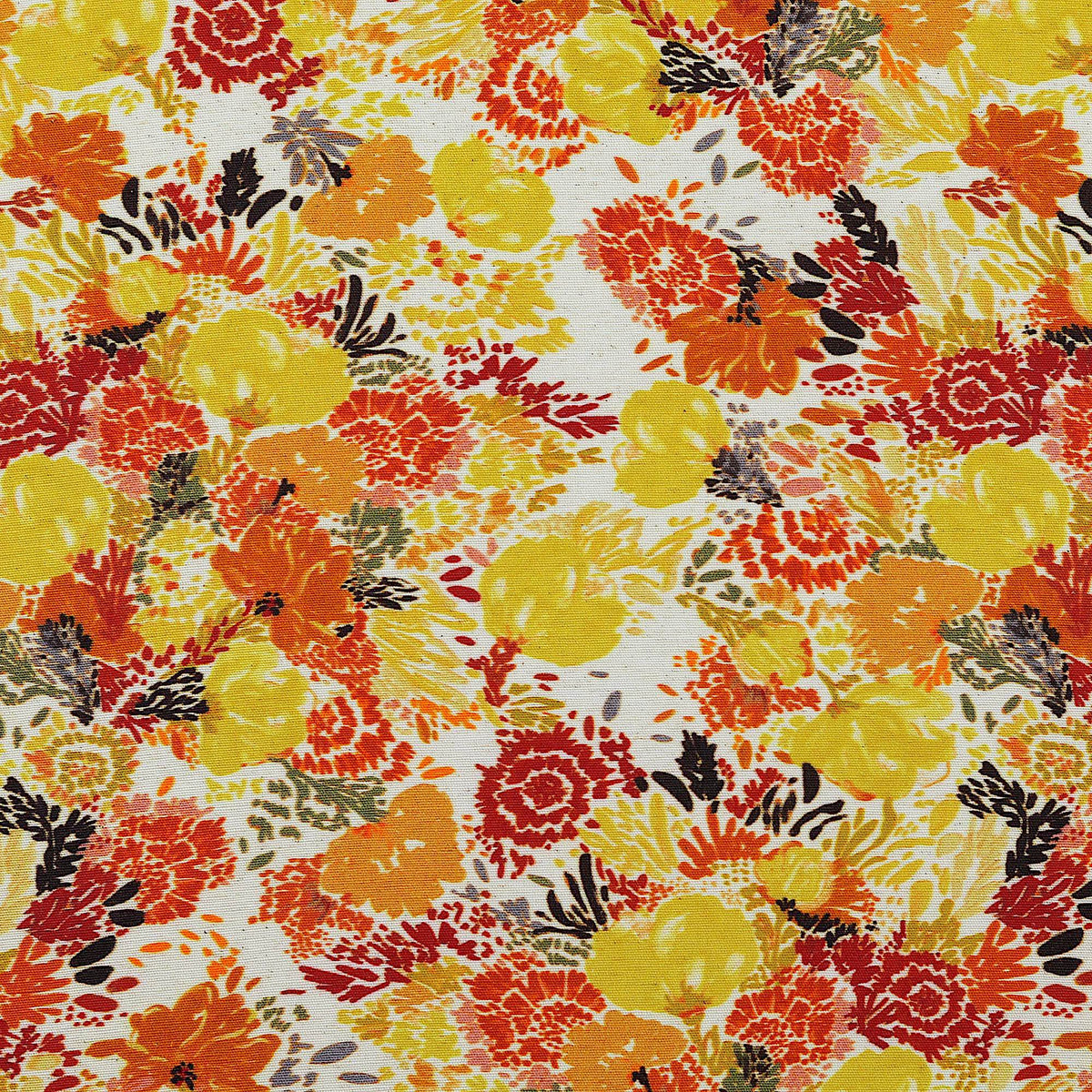 Barbara Viscose Linen Dressmaking Fabric - Mellow Yellow Florals