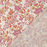 Barbara Viscose Linen Dressmaking Fabric - Orange & Pink Flowers