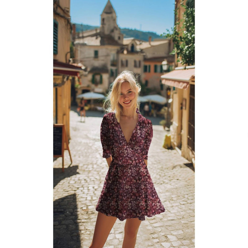 Batik Handcrafted Viscose Dressmaking Fabric - Purple & Pink Flowers