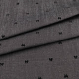 Black Stretch Denim with Velvet Flocked Detail Cotton Fabric - Bow