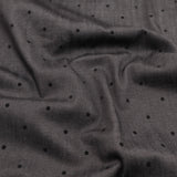 Black Stretch Denim with Velvet Flocked Detail Cotton Fabric - Spots