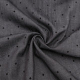 Black Stretch Denim with Velvet Flocked Detail Cotton Fabric - Spots