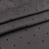 Black Stretch Denim with Velvet Flocked Detail Cotton Fabric - Spots