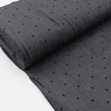 Black Stretch Denim with Velvet Flocked Detail Cotton Fabric - Spots