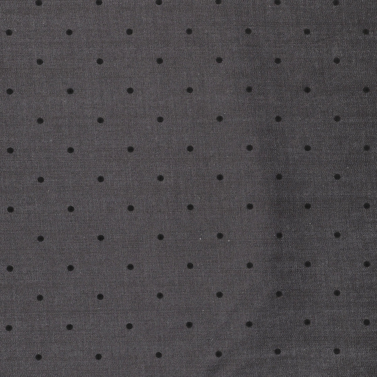 Black Stretch Denim with Velvet Flocked Detail Cotton Fabric - Spots