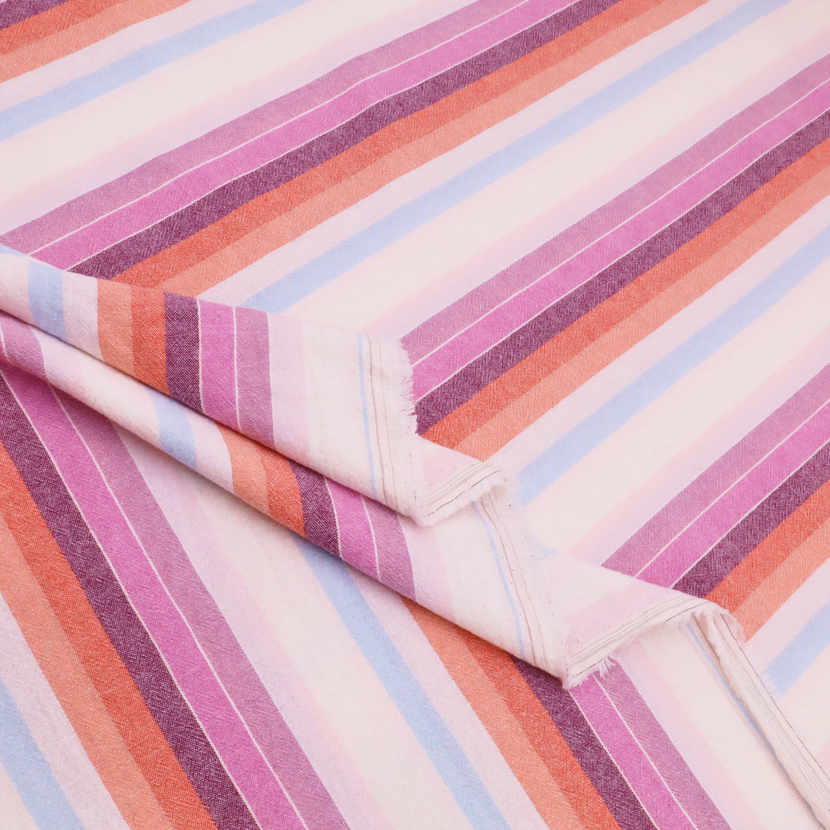 Blanche Yarn Dyed Washed Cotton Striped Dressmaking Fabric - Multi Lilac