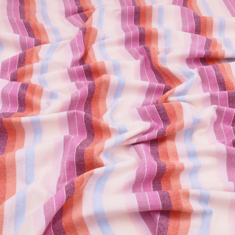 Blanche Yarn Dyed Washed Cotton Striped Dressmaking Fabric - Multi Lilac