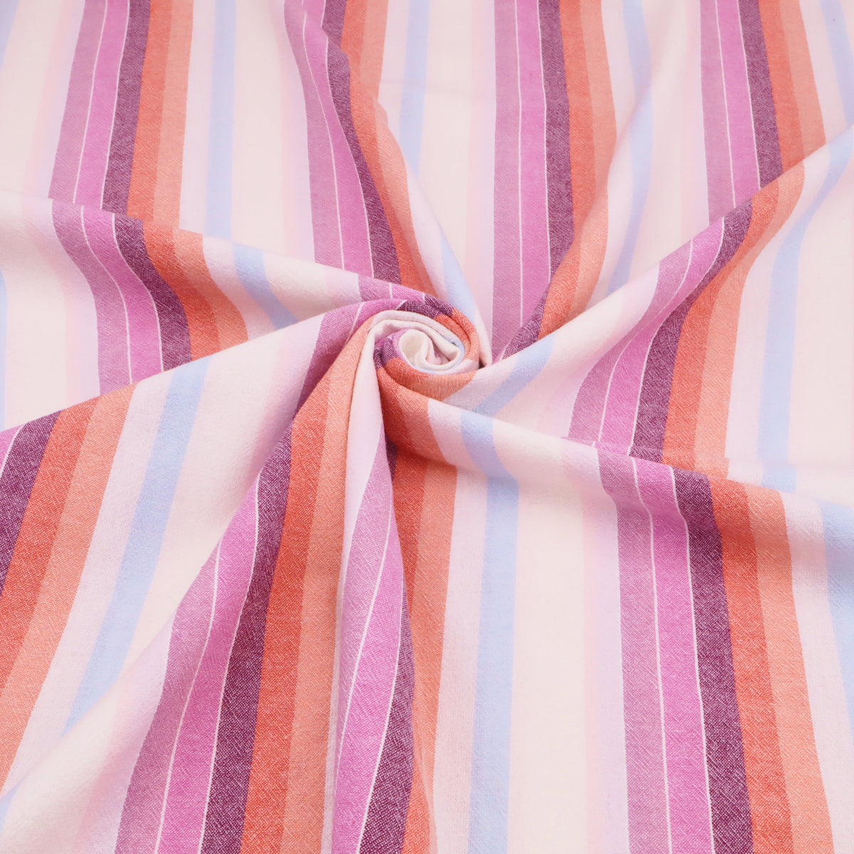 Blanche Yarn Dyed Washed Cotton Striped Dressmaking Fabric - Multi Lilac