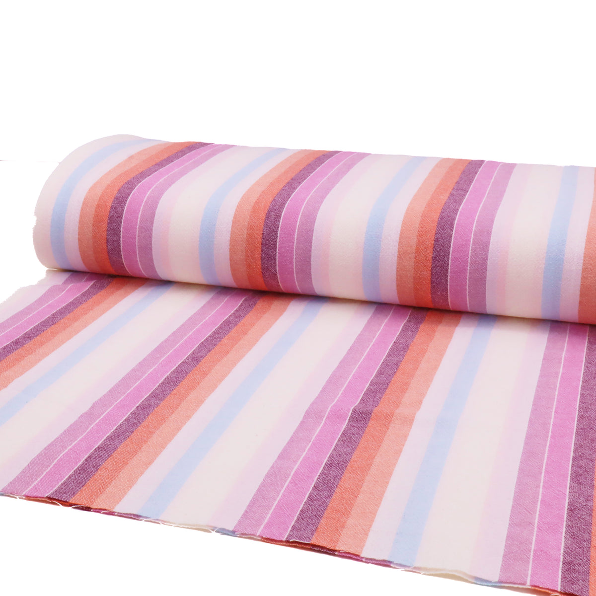 Blanche Yarn Dyed Washed Cotton Striped Dressmaking Fabric - Multi Lilac