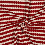 Boho Crochet Knitted Jacquard Stripes Fabric - Red & Ecru