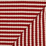Boho Crochet Knitted Jacquard Stripes Fabric - Red & Ecru