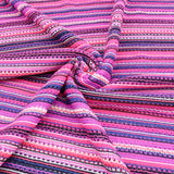 Boho Knitted Crochet Mesh Lace Stretch Sweater Fabric - Fuchsia