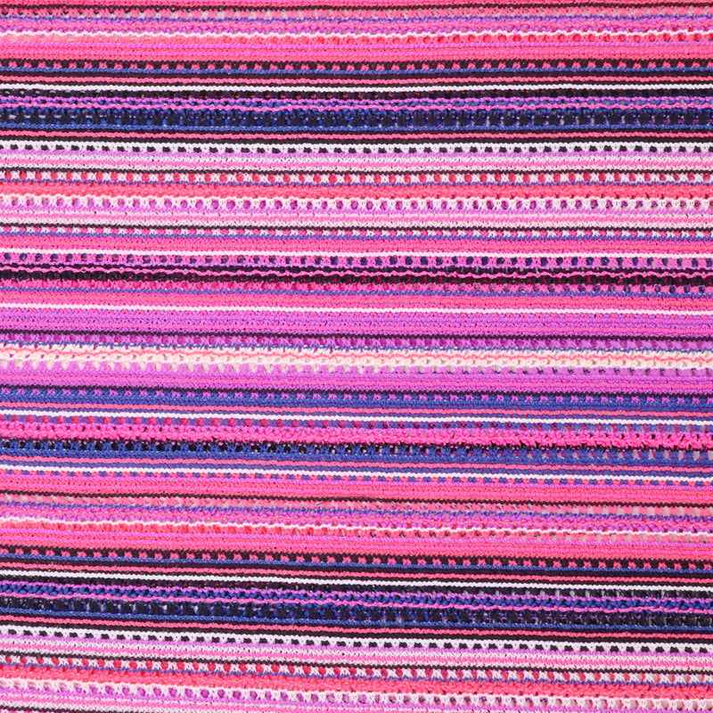 Boho Knitted Crochet Mesh Lace Stretch Sweater Fabric - Fuchsia