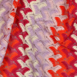 Boho Knitted Crochet Mesh Lace Stretch Sweater Fabric - Lilac