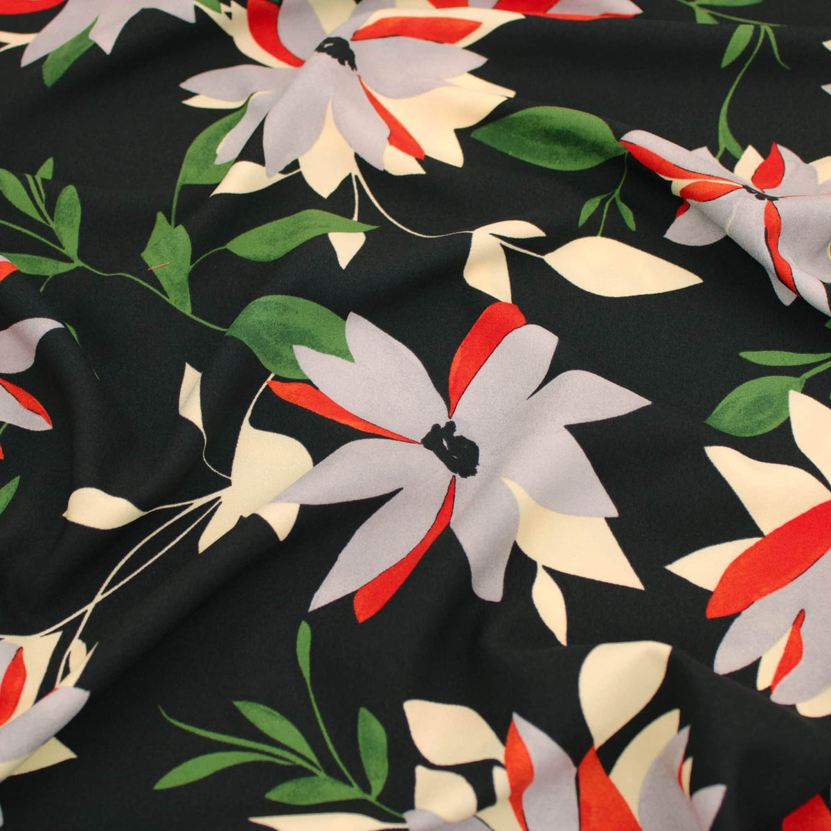 Bold & Big Flowers Stretch Zara Designer - Black/Red