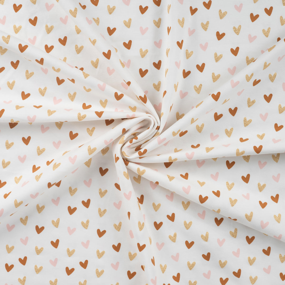 Bonnie Printed Cotton Jersey Dressmaking Fabric - Glitter Hearts