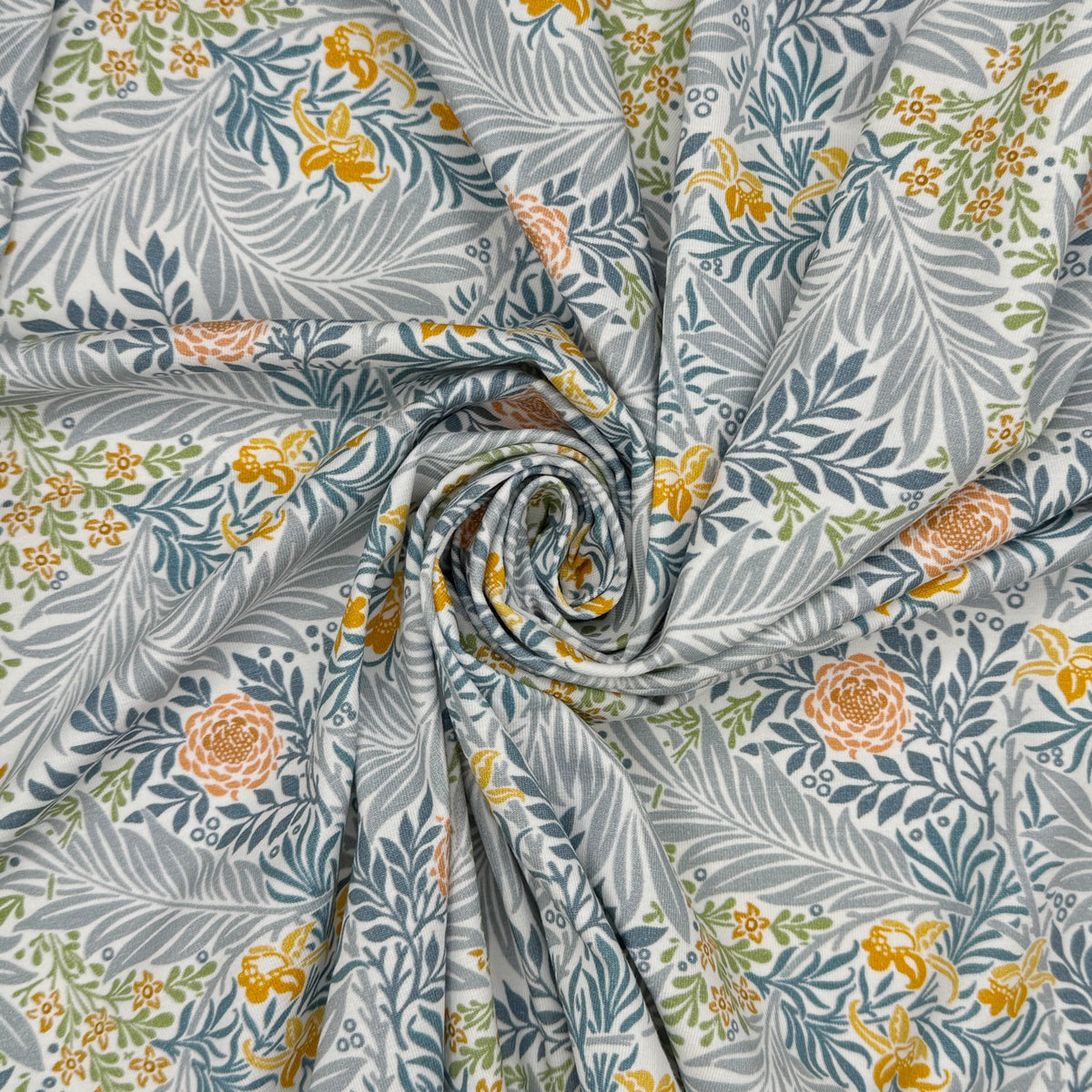 Bonnie Printed Cotton Jersey Dressmaking Fabric - Larkspur Azure