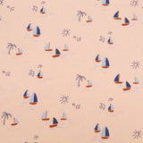Bonnie Printed Organic Cotton Jersey Dressmaking Fabric - Natural Boats