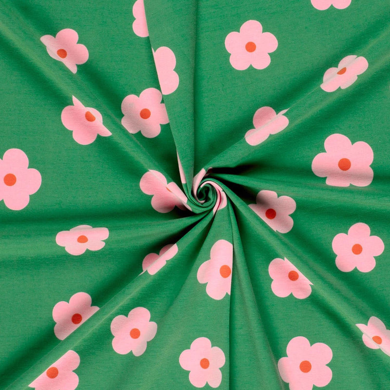 Pink Daisies on Green