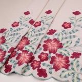 Border Meadow Flower Embroidery Linen Viscose Dressmaking Fabric - Cerise