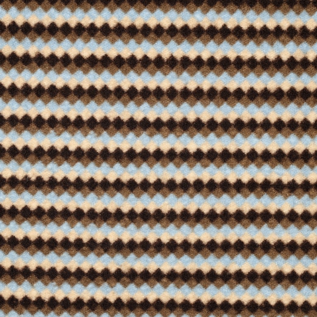 Boucle Fleece Like Coating Jacket Fabric - Blue & Brown Striped