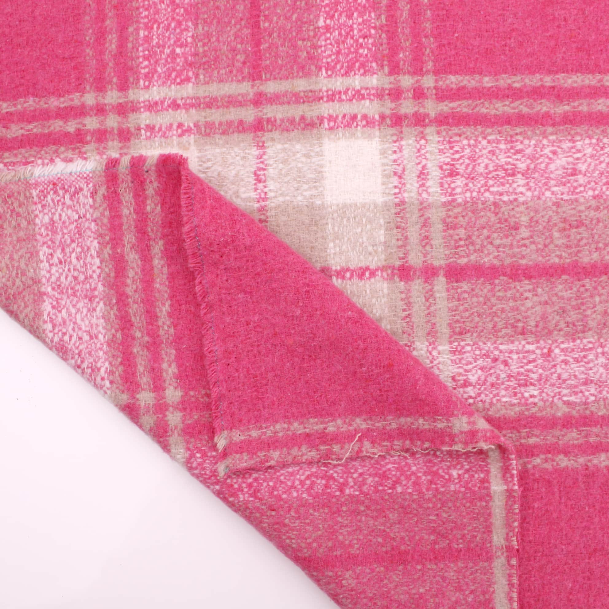 Brushed Wool Blend Flannel Look Fabric - Pink Plaid – Lullabee Fabrics