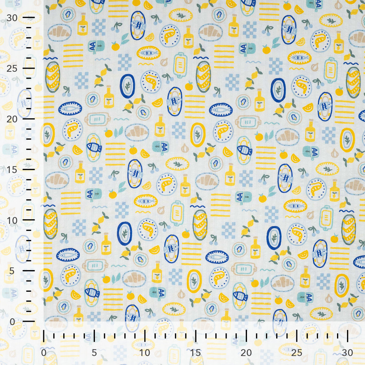 Bubble Cotton Textured Dressmaking Fabric - Lemons and Sardines