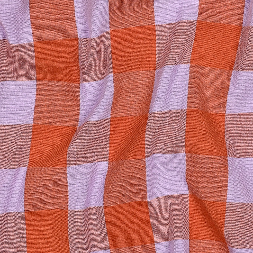 Verona Checked Yarn-Dyed Cotton Dressmaking Fabric - Lavender & Orange