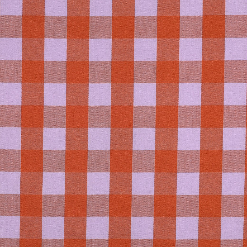 Verona Checked Yarn-Dyed Cotton Dressmaking Fabric - Lavender & Orange