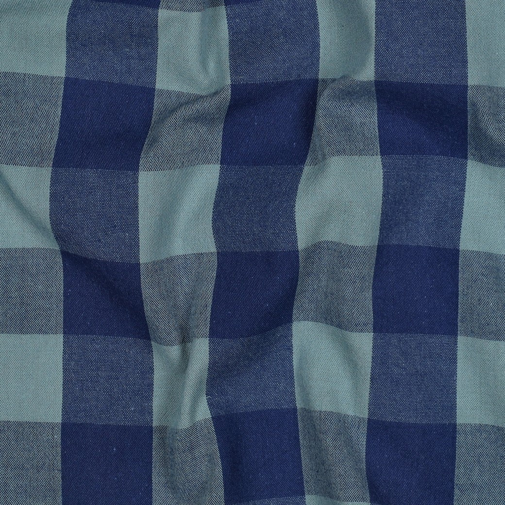 Verona Checked Yarn-Dyed Cotton Dressmaking Fabric - Navy & Muted Teal
