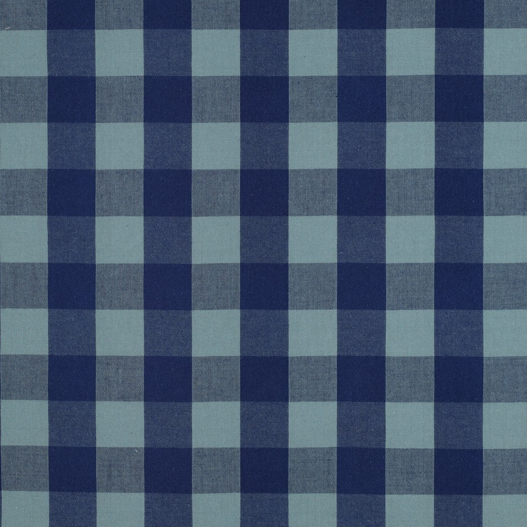 Verona Checked Yarn-Dyed Cotton Dressmaking Fabric - Navy & Muted Teal