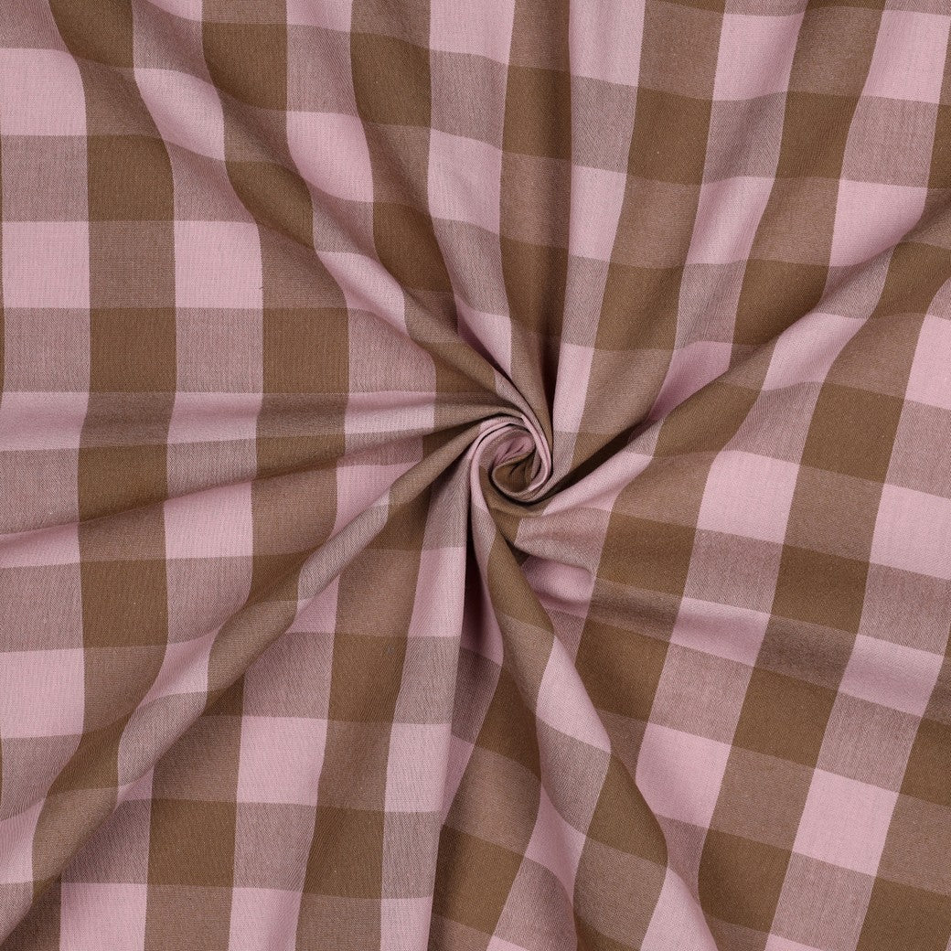 Verona Checked Yarn-Dyed Cotton Dressmaking Fabric - Pink & Brown