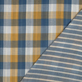 Checkmate Double-Sided Cotton Double Gauze Gingham Oeko Tex - Blue/Mustard
