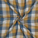 Checkmate Double-Sided Cotton Double Gauze Gingham Oeko Tex - Blue/Mustard