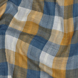 Checkmate Double-Sided Cotton Double Gauze Gingham Oeko Tex - Blue/Mustard