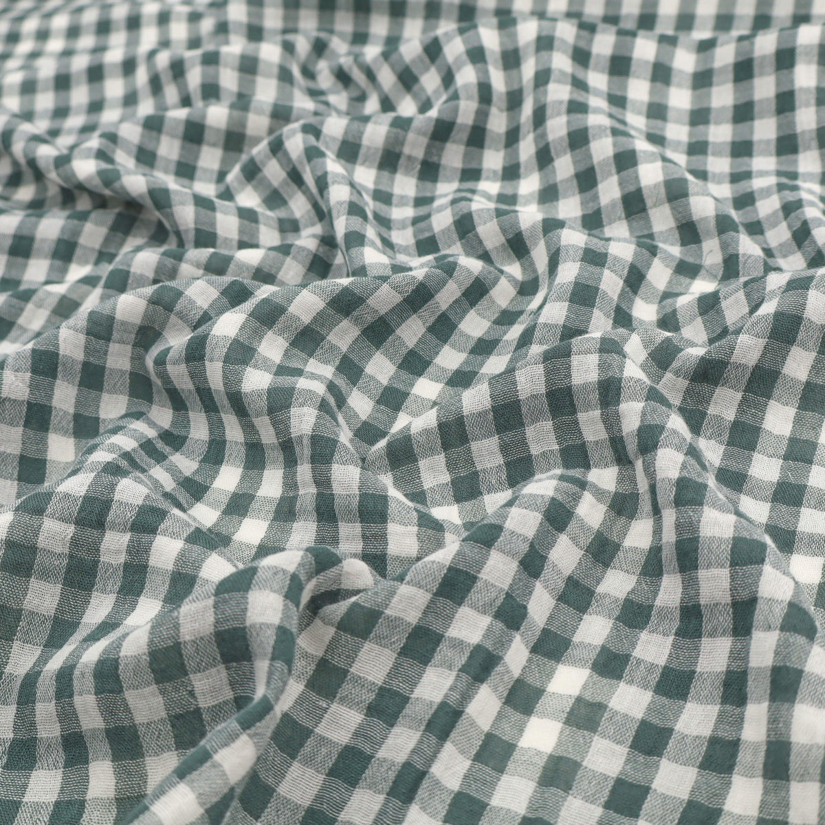 Checkmate Double-Sided Cotton Double Gauze Gingham Oeko Tex - Bottle Green