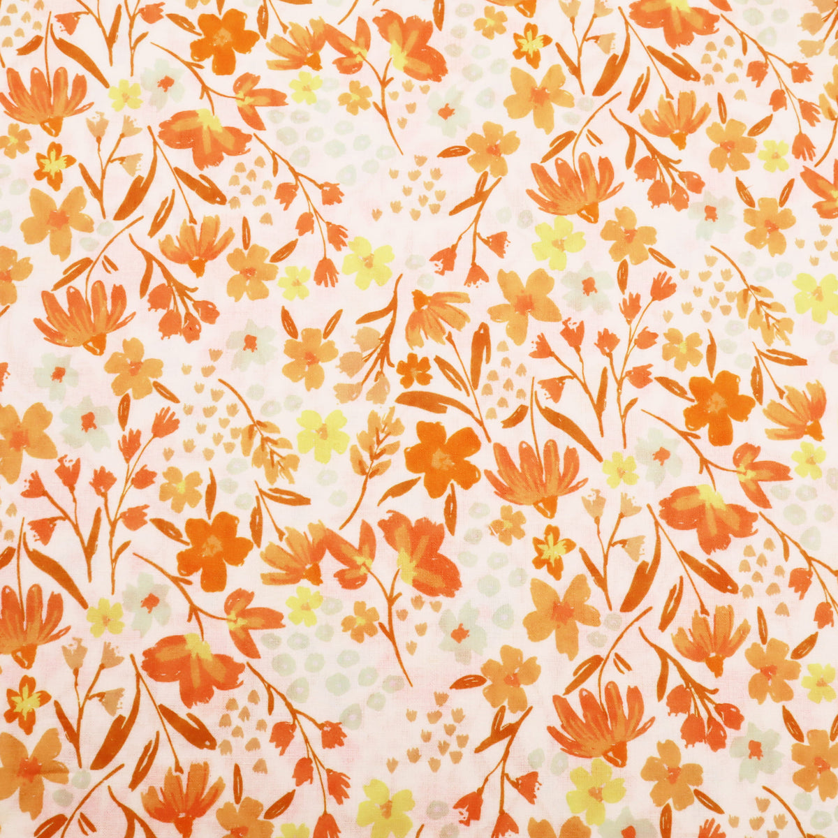 Chinese Grass Linen Feel Printed Ramie Cotton Dressmaking Fabric - Autumn Flowers