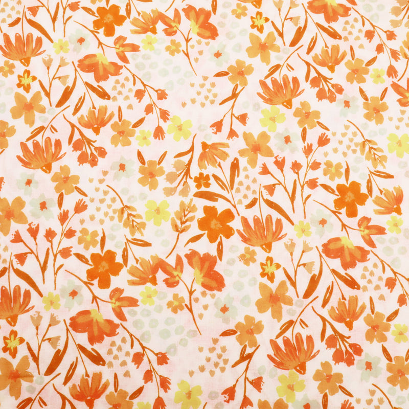Chinese Grass Linen Feel Printed Ramie Cotton Dressmaking Fabric - Autumn Flowers