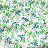 Chinese Grass Linen Feel Printed Ramie Cotton Dressmaking Fabric - Green Leaves