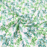 Chinese Grass Linen Feel Printed Ramie Cotton Dressmaking Fabric - Green Leaves