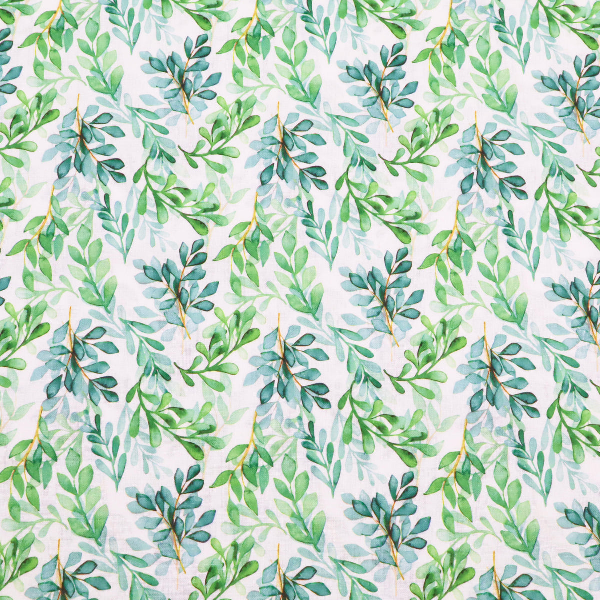 Chinese Grass Linen Feel Printed Ramie Cotton Dressmaking Fabric - Green Leaves