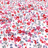 Chinese Grass Linen Feel Printed Ramie Cotton Dressmaking Fabric - Pink Red Flowers