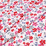 Chinese Grass Linen Feel Printed Ramie Cotton Dressmaking Fabric - Pink Red Flowers
