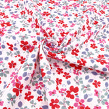 Chinese Grass Linen Feel Printed Ramie Cotton Dressmaking Fabric - Pink Red Flowers